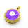Brass Enamel Pendants,Round,Devil's Eye,Plated Gold,Purple,20mm,Hole:2mm,about 4.1g/pc,5 pcs/package,XFPC05633avja-L024