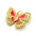 Brass Micro Pave Cubic Zirconia Pendants,with Enamel,Butterfly,Plated Gold,Rose Red,18x24mm,Hole:2mm,about 3.7g/pc,5 pcs/package,XFPC05638baka-L024