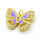 Brass Micro Pave Cubic Zirconia Pendants,with Enamel,Butterfly,Plated Gold,Purple,18x24mm,Hole:2mm,about 3.7g/pc,5 pcs/package,XFPC05642baka-L024