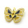 Brass Micro Pave Cubic Zirconia Pendants,with Enamel,Butterfly,Plated Gold,Black,18x24mm,Hole:2mm,about 3.7g/pc,5 pcs/package,XFPC05644baka-L024