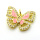 Brass Micro Pave Cubic Zirconia Pendants,with Enamel,Butterfly,Plated Gold,Pink,18x24mm,Hole:2mm,about 3.7g/pc,5 pcs/package,XFPC05646baka-L024