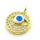 Brass Micro Pave Cubic Zirconia Pendants,with Enamel,Round,Devil's Eye,Plated Gold,White,21mm,Hole:2mm,about 4.4g/pc,5 pcs/package,XFPC05660baka-L024