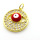Brass Micro Pave Cubic Zirconia Pendants,with Enamel,Round,Devil's Eye,Plated Gold,Red,21mm,Hole:2mm,about 4.4g/pc,5 pcs/package,XFPC05662baka-L024