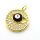 Brass Micro Pave Cubic Zirconia Pendants,with Enamel,Round,Devil's Eye,Plated Gold,Black,21mm,Hole:2mm,about 4.4g/pc,5 pcs/package,XFPC05664baka-L024