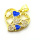 Brass Micro Pave Cubic Zirconia Pendants,with Enamel,Heart,Plated Gold,Blue,20mm,Hole:2mm,about 1.5g/pc,5 pcs/package,XFPC05685aajl-L024