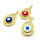 Brass Micro Pave Cubic Zirconia Pendants,with Enamel,Water Droplets,Devil's Eye,Plated Gold,Mixed Color,23x17mm,Hole:2mm,about 3.6g/pc,5 pcs/package,XFPC05691baka-L024
