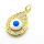Brass Micro Pave Cubic Zirconia Pendants,with Enamel,Water Droplets,Devil's Eye,Plated Gold,White,23x17mm,Hole:2mm,about 3.6g/pc,5 pcs/package,XFPC05692baka-L024