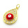 Brass Micro Pave Cubic Zirconia Pendants,with Enamel,Water Droplets,Devil's Eye,Plated Gold,Red,23x17mm,Hole:2mm,about 3.6g/pc,5 pcs/package,XFPC05694baka-L024