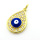 Brass Micro Pave Cubic Zirconia Pendants,with Enamel,Water Droplets,Devil's Eye,Plated Gold,Royal Blue,20x17mm,Hole:2mm,about 3.6g/pc,5 pcs/package,XFPC05696baka-L024