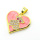 Brass Micro Pave Cubic Zirconia Pendants,with Enamel,Heart,Bear,Plated Gold,Pink,18x20mm,Hole:2mm,about 2.4g/pc,5 pcs/package,XFPC05710aajl-L024
