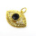 Brass Micro Pave Cubic Zirconia Pendants,Devil's Eye,Plated Gold,Black,15x23mm,Hole:2mm,about 3.2g/pc,5 pcs/package,XFPC05720aajl-L024