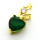 Brass Cubic Zirconia Pendants,Heart,Plated Gold,Dark Green,18x10mm,Hole:2mm,about 2.3g/pc,5 pcs/package,XFPC05735aaio-L024