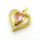 Brass Micro Pave Cubic Zirconia Pendants,Heart,Plated Gold,Pink,18mm,Hole:2mm,about 2.9g/pc,5 pcs/package,XFPC05740aajl-L024