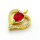 Brass Micro Pave Cubic Zirconia Pendants,Heart,Plated Gold,Red,18mm,Hole:2mm,about 2.9g/pc,5 pcs/package,XFPC05750aajl-L024