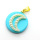 Brass Shell Beads Pendants,with Plastic Imitation Pearls,Round,Moon,Plated Gold,Sky Blue,18mm,Hole:2mm,about 2.1g/pc,5 pcs/package,XFPC05757aajl-L024