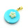 Brass Shell Beads Pendants,with Plastic Imitation Pearls,Round,Flower,Plated Gold,Sky Blue,18mm,Hole:2mm,about 2.2g/pc,5 pcs/package,XFPC05761aajl-L024