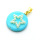 Brass Shell Beads Pendants,with Plastic Imitation Pearls,Round,Pentagram,Plated Gold,Sky Blue,18mm,Hole:2mm,about 2g/pc,5 pcs/package,XFPC05763aajl-L024