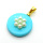 Brass Shell Beads Pendants,with Plastic Imitation Pearls,Round,Flower,Plated Gold,Sky Blue,18mm,Hole:2mm,about 2g/pc,5 pcs/package,XFPC05765aajl-L024