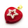 Brass Shell Beads Pendants,with Plastic Imitation Pearls,Heart,Pentagram,Plated Gold,Red,20mm,Hole:2mm,about 2.7g/pc,5 pcs/package,XFPC05786aajl-L024