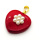 Brass Shell Beads Pendants,with Plastic Imitation Pearls,Heart,Flower,Plated Gold,Red,20mm,Hole:2mm,about 2.6g/pc,5 pcs/package,XFPC05796aajl-L024
