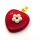 Brass Shell Beads Pendants,with Plastic Imitation Pearls,Heart,Flower,Plated Gold,Red,20mm,Hole:2mm,about 2.8g/pc,5 pcs/package,XFPC05810aajl-L024