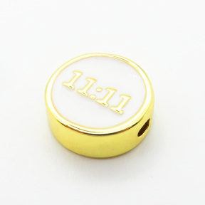 Brass Enamel Slide Charms,Round,Plated Gold,Mixed Color,10mm,Hole:2mm,about 1.1g/pc,5 pcs/package,XFF01081vail-L017