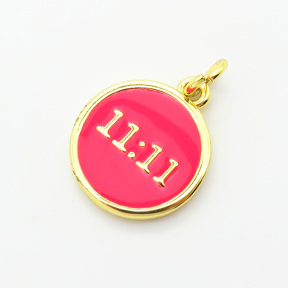 Brass Enamel Pendants,Round,Plated Gold,Mixed Color,14mm,Hole:2mm,about 1.9g/pc,5 pcs/package,XFF05855vail-L017