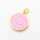 Brass Enamel Pendants,Round,Plated Gold,Pink,14mm,Hole:2mm,about 1.9g/pc,5 pcs/package,XFF05860vail-L017