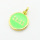 Brass Enamel Pendants,Round,Plated Gold,Light Green,14mm,Hole:2mm,about 1.9g/pc,5 pcs/package,XFF05864vail-L017