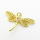 Brass Micro Pave Cubic Zirconia Pendants,Dragonfly,Plated Gold,Pink,22x32mm,Hole:2mm,about 2.5g/pc,5 pcs/package,XFF05867baka-L017