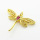 Brass Micro Pave Cubic Zirconia Pendants,Dragonfly,Plated Gold,Red,22x32mm,Hole:2mm,about 2.5g/pc,5 pcs/package,XFF05873baka-L017