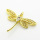 Brass Micro Pave Cubic Zirconia Pendants,Dragonfly,Plated Gold,White,22x32mm,Hole:2mm,about 2.5g/pc,5 pcs/package,XFF05875baka-L017