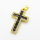 Brass Micro Pave Cubic Zirconia Pendants,Cross,Plated Gold,Black,24x16mm,Hole:2mm,about 2.5g/pc,5 pcs/package,XFF05882ablb-L017