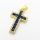 Brass Micro Pave Cubic Zirconia Pendants,Cross,Plated Gold,Royal Blue,24x16mm,Hole:2mm,about 2.5g/pc,5 pcs/package,XFF05888ablb-L017