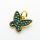 Brass Micro Pave Cubic Zirconia Pendants,Butterfly,Plated Gold & Black,Dark Green,10x11mm,Hole:2mm,about 0.7g/pc,5 pcs/package,XFF05895avja-L017