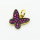Brass Micro Pave Cubic Zirconia Pendants,Butterfly,Plated Gold & Black,Magenta,10x11mm,Hole:2mm,about 0.7g/pc,5 pcs/package,XFF05903avja-L017