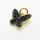 Brass Micro Pave Cubic Zirconia Pendants,Butterfly,Plated Gold & Black,Black,10x11mm,Hole:2mm,about 0.7g/pc,5 pcs/package,XFF05905avja-L017
