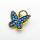 Brass Micro Pave Cubic Zirconia Pendants,Butterfly,Plated Gold & Black,Sea Blue,10x11mm,Hole:2mm,about 0.7g/pc,5 pcs/package,XFF05907avja-L017