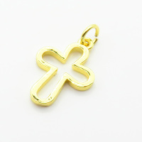 Brass Pendants,Cross,Plated Gold,16x13mm,Hole:2mm,about 0.9g/pc,5 pcs/package,XFF05909vaia-L017