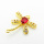 Brass Micro Pave Cubic Zirconia Links Connectors,Dragonfly,Plated Gold,Red,20x21mm,Hole:2mm,about 2.1g/pc,5 pcs/package,XFL02371aajl-L017