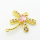 Brass Micro Pave Cubic Zirconia Links Connectors,Dragonfly,Plated Gold,Pink,20x21mm,Hole:2mm,about 2.1g/pc,5 pcs/package,XFL02375aajl-L017