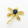 Brass Micro Pave Cubic Zirconia Links Connectors,Dragonfly,Plated Gold,Royal Blue,20x21mm,Hole:2mm,about 2.1g/pc,5 pcs/package,XFL02377aajl-L017