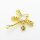Brass Micro Pave Cubic Zirconia Links Connectors,Dragonfly,Plated Gold,White,20x21mm,Hole:2mm,about 2.1g/pc,5 pcs/package,XFL02381aajl-L017