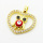 Brass Micro Pave Cubic Zirconia Pendants,with Enamel,Heart,Owl,Plated Gold,Red,18x20mm,Hole:2mm,about 2.1g/pc,5 pcs/package,XFPC06262avja-L024