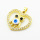 Brass Micro Pave Cubic Zirconia Pendants,with Enamel,Heart,Owl,Plated Gold,White,18x20mm,Hole:2mm,about 2.1g/pc,5 pcs/package,XFPC06264avja-L024