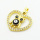 Brass Micro Pave Cubic Zirconia Pendants,with Enamel,Heart,Owl,Plated Gold,Black,18x20mm,Hole:2mm,about 2.1g/pc,5 pcs/package,XFPC06266avja-L024