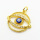 Brass Micro Pave Cubic Zirconia Pendants,with Enamel,Devil's Eye,Plated Gold,Royal Blue,16x19mm,Hole:2mm,about 1.6g/pc,5 pcs/package,XFPC06269avja-L024