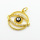 Brass Micro Pave Cubic Zirconia Pendants,with Enamel,Devil's Eye,Plated Gold,Black,16x19mm,Hole:2mm,about 1.6g/pc,5 pcs/package,XFPC06271avja-L024