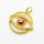 Brass Micro Pave Cubic Zirconia Pendants,with Enamel,Devil's Eye,Plated Gold,Red,16x19mm,Hole:2mm,about 1.6g/pc,5 pcs/package,XFPC06273avja-L024