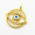 Brass Micro Pave Cubic Zirconia Pendants,with Enamel,Devil's Eye,Plated Gold,White,16x19mm,Hole:2mm,about 1.6g/pc,5 pcs/package,XFPC06275avja-L024